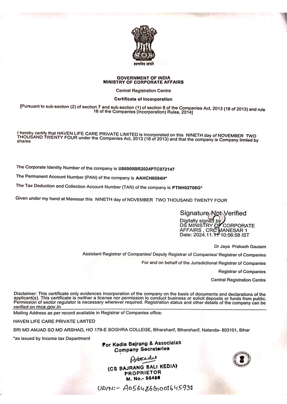 Certificate of Incorporation