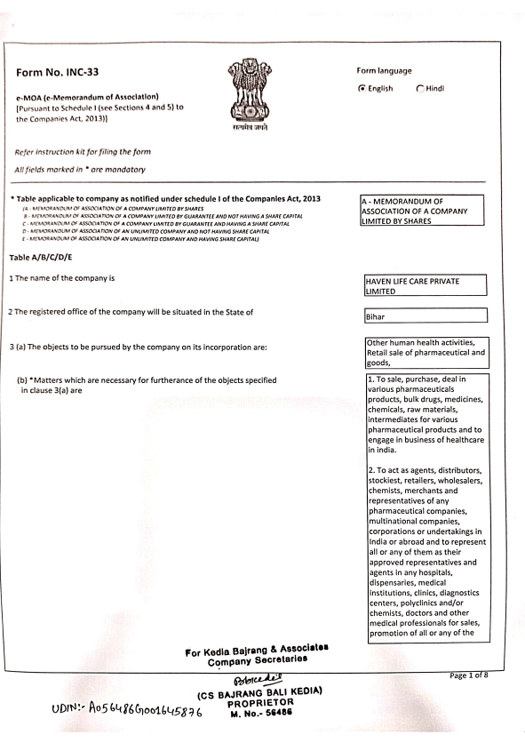 Memorandum of Association